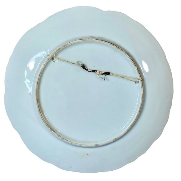 Vintage Japanese Hand Painted Porcelain Plate Wall Hanger Attached Floral Design - Picture 3 of 3